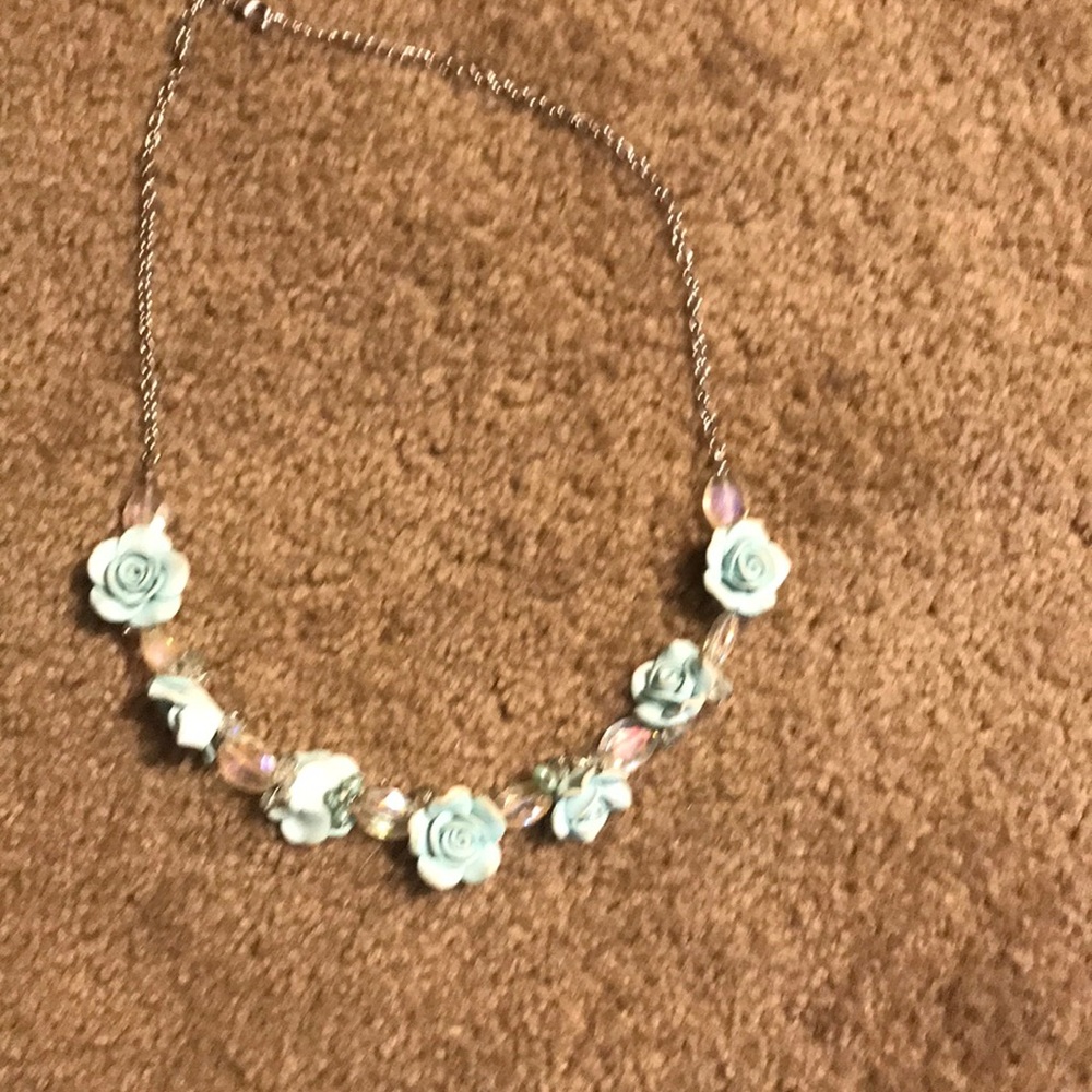 Blue flower necklace